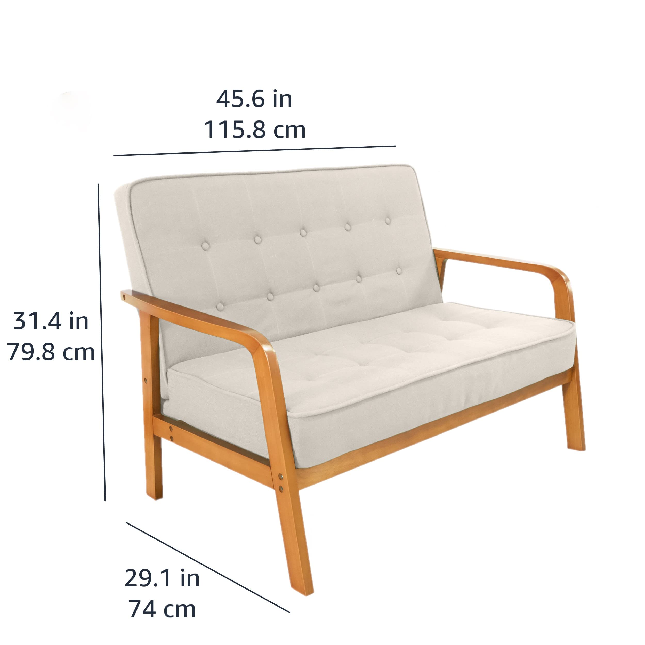 Amazon｜Amazonベーシック ソファ 2人掛け 天然木フレーム 布張り